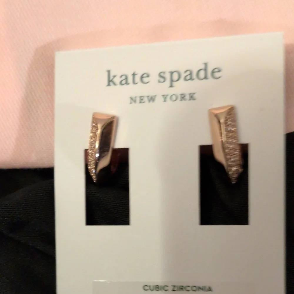 Kate Spade Rose Gold Cubic Zirconia Earringseith Dust Bag - Picture 8 of 8